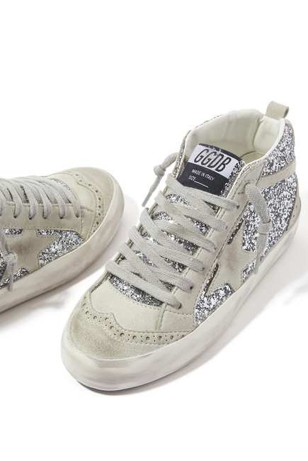 Mid Star Glitter & Suede Sneakers